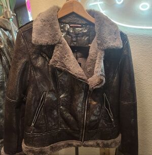 💖💖💖Tommy Hilfiger Gray Faux Shearling Biker Jacket💖💖💖